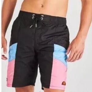 ELLESSE HERITAGE EVENDO SWIM SHORT BLACK/PINK/BLUE